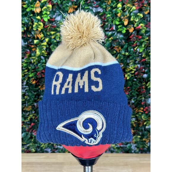 Los Angeles Rams St Louis NFL New Era Wool Interior Beanie Hat Blue Gold Snowbal - Picture 1 of 8